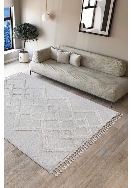 Mılan Krem Yumuşak Bukleli ve Havlı Iskandinav Makine Dokuma Halı Oturma Odası Salon Mutfak Antre fırsatları