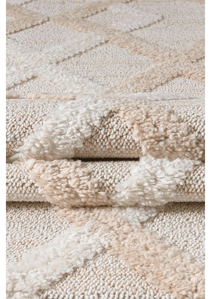 Mılan Krem Bej Yumuşak Bukleli ve Havlı Iskandinav Makine Dokuma Halı Oturma Odası Salon Mutfak Antre fırsatları