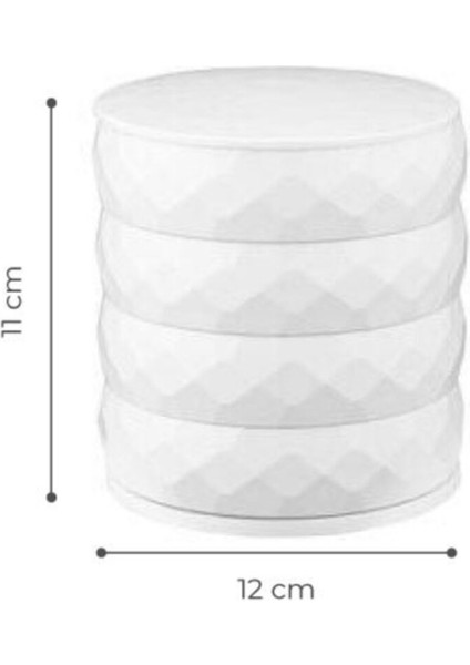 4 Katlı Dönebilen Silindir Takı Organizeri Beyaz Veya Gri Renkli modelleri