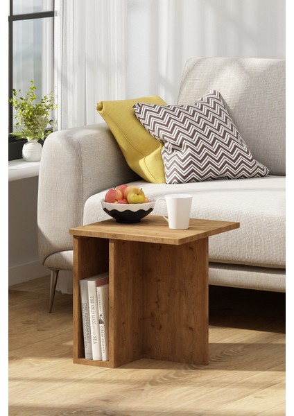 Leila Orta Sehpa Servis Sehpası Kare Yan Sehpa Koltuk Sehpası