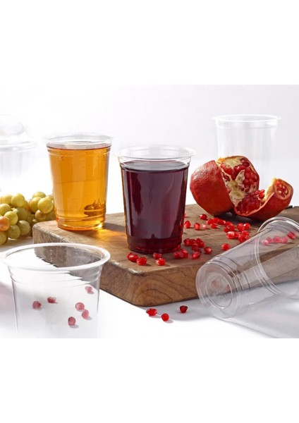Pp Plastik Şeffaf Bardak 95X400CC 14 Oz (Bardak + Bombe Kapak 300'LÜ)