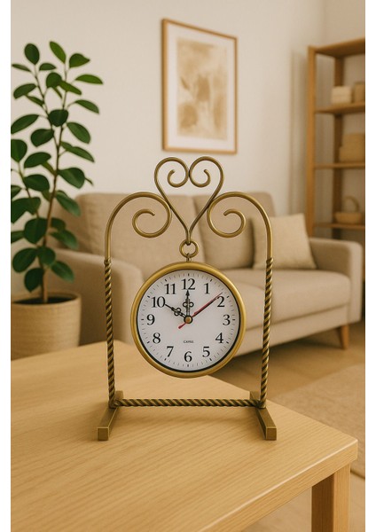 Kahverengi Dekoratif Masa Saati, Şık ve Şeffaf Tasarım, Ofis ve Ev Dekorasyonu Için Ideal