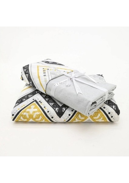 Çarşafı Lastikli Çift Kişilik Nevresim Takımı-Verona Sarı Gri modelleri