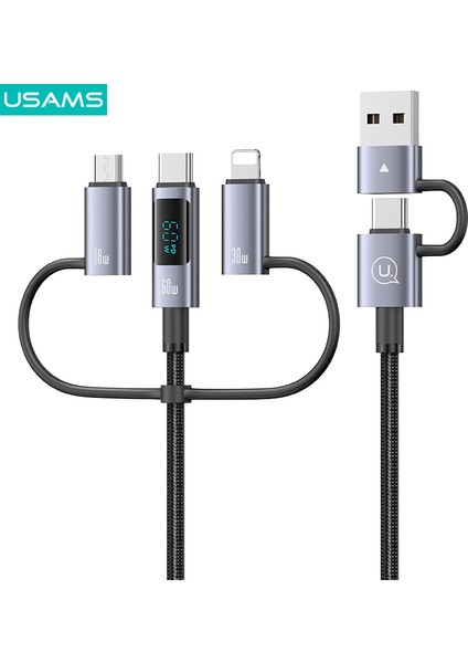 SJ736 60W Hızlı Şarj Çoklu Çıkışlı Kablo – Dijital Göstergeli