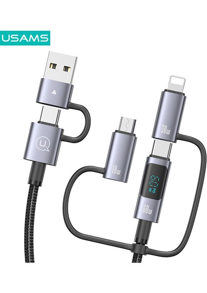 SJ736 60W Hızlı Şarj Çoklu Çıkışlı Kablo – Dijital Göstergeli