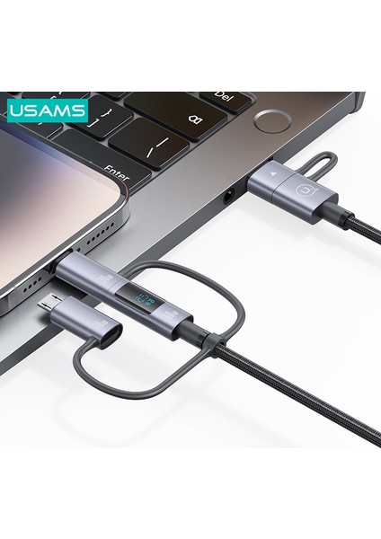 SJ736 60W Hızlı Şarj Çoklu Çıkışlı Kablo – Dijital Göstergeli