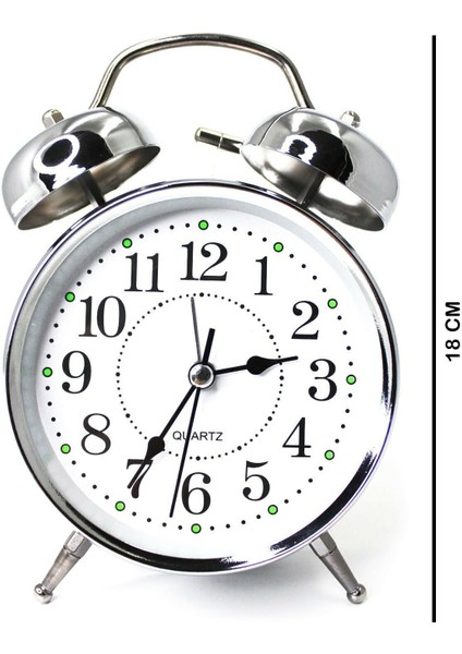 Beyaz Klasik Pilli Masa Saati, Nostaljik Dekoratif Çalar Saat 17 cm modelleri