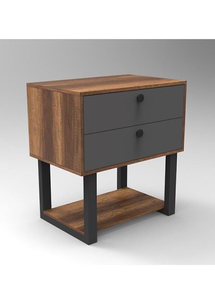 Meva C Ofis 2 Çekmeceli Keson Metal Ayaklı Barok-Antrasit MEV03-BA