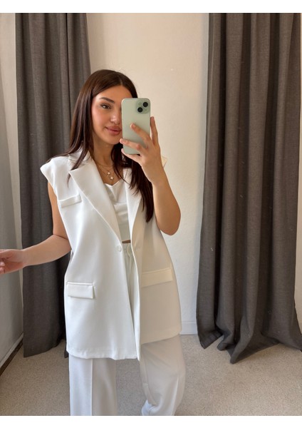 Kemerli Oversize Astarlı Yelek