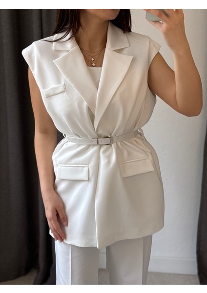 Kemerli Oversize Astarlı Yelek fiyatları