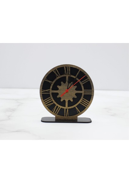 Siyah Ahşap Roma Rakamlı Masa Saati, Şık ve Zarif Tasarım