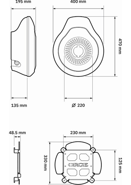 Round Base 22kW Elektrikli Araç Şarj Cihazı | Duvar Tipi Hızlı Şarj İstasyonu