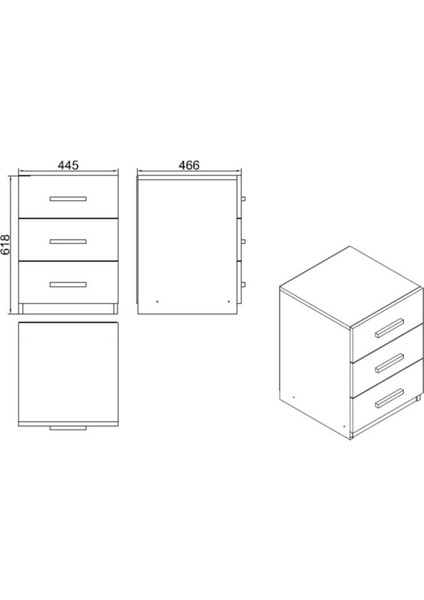 Bega C Ofis 3 Çekmeceli Keson 3 Renk Beyaz Beg3-W indirimleri