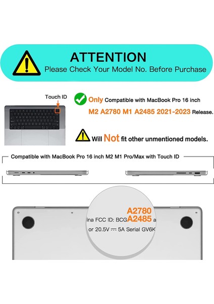 MacBook Pro 16 Inç Kılıf ile Uyumlu 2023 2022 2021 Sürüm M2 A2780 A2485 M1 Pro/max Chip Touch Id, Plastik Sert Kabuk&klavye Kapağı&ekran Koruyucu&c Tipi Adaptör 2'li Paket (Yurt Dışından) fiyatları
