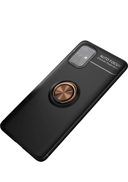 Samsung Galaxy M31S Kılıf Range Yüzüklü Silikon - Siyah-Gold