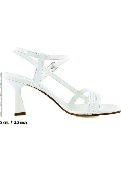 Roseline Beyaz Önü Arkası Açık Bantlı Tokalı Kadeh Topuklu Abiye Gelin Ayakkabısı modelleri
