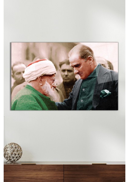 Halk ve Atatürk Cam Tablo, Modern Ev ve Ofis Dekoru, Hediyelik Duvar Dekorasyonu, Kırılmaz Cam
