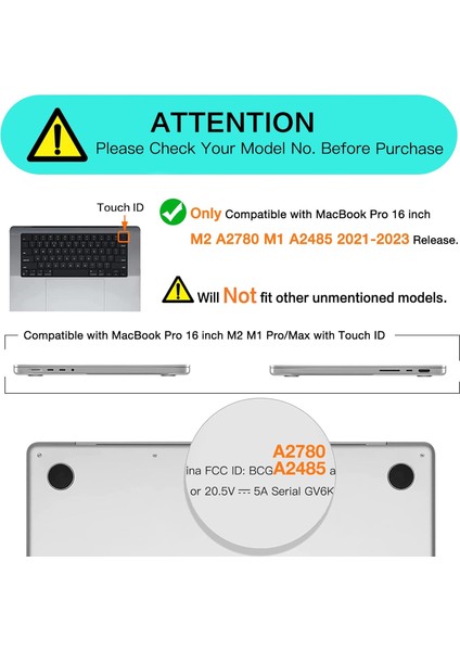 MacBook Pro 16 Inç Kılıf ile Uyumlu 2023 2022 2021 Yayın M2 A2780 A2485 M1 Pro/max Çip, Touch Id, Koruyucu Plastik Sert Kılıf Kapak, Kristal Şeffaf (Yurt Dışından) fırsatları