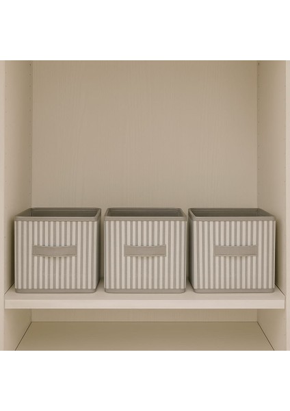 3’lü 30X30 Gri Çizgili Organizer Hurç Seti – Katlanabilir, Kartonlu, Kulplu Saklama Kutusu fiyatları