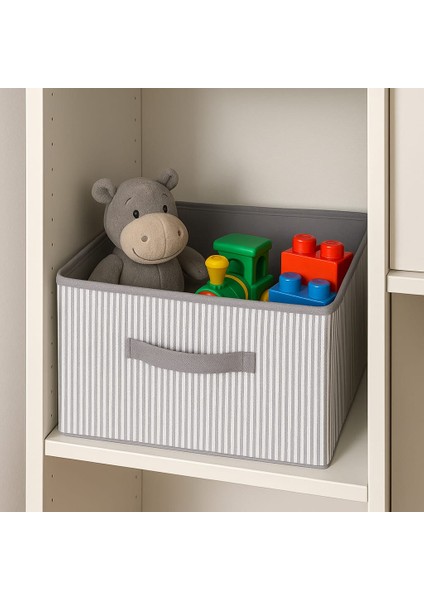 3’lü 30X30 Gri Çizgili Organizer Hurç Seti – Katlanabilir, Kartonlu, Kulplu Saklama Kutusu fırsatları