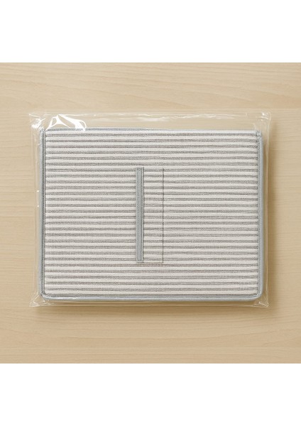 3’lü 30X30 Gri Çizgili Organizer Hurç Seti – Katlanabilir, Kartonlu, Kulplu Saklama Kutusu