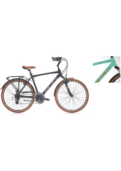 Elıte 804 Erkek Şehir Bisikleti 520H V 28 Jant 24 Vites Mat Turkuaz Kahve Bakır