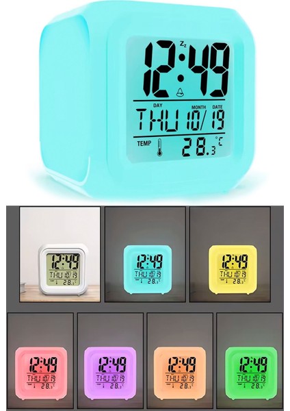 7 Renkli Dijital Çocuk Odası Saatli Küp, Takvim ve Kronometre Özellikli fırsatları