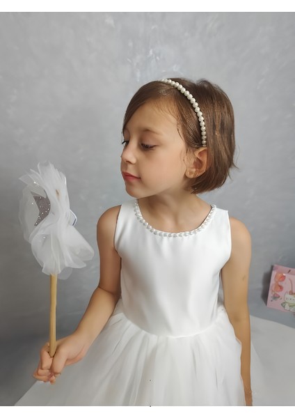 Kız Çocuk Abiye Elbise Ada, Beyaz Yaka Incili,tütü Elbise fiyatları