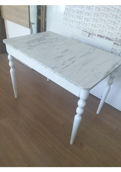 120 x 50 cm Beyaz Mermerdesen Sabit Masa