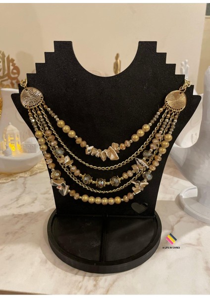 Şık 21CM Dekoratif Takı ve Mücevher Organizer Manken Seti Siyah