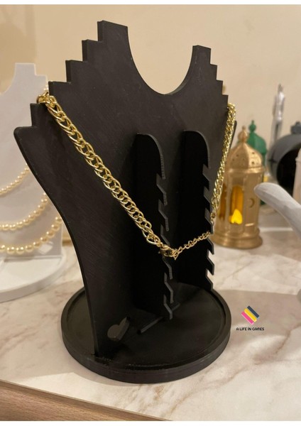 Şık 21CM Dekoratif Takı ve Mücevher Organizer Manken Seti Siyah fırsatları