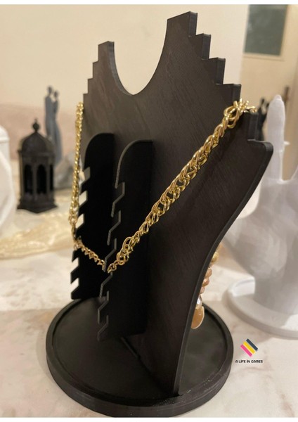 Şık 21CM Dekoratif Takı ve Mücevher Organizer Manken Seti Siyah