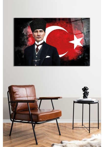 Türk Bayrağı ve Atatürk Cam Tablo, Modern Ev Ofis Dekoru, Hediyelik Duvar Dekorasyonu, Kırılmaz Cam fiyatları