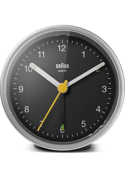 Şık Gümüş Siyah Klasik Analog Masa Saati, Alarm Özelliği ile Zamanı Gösterir