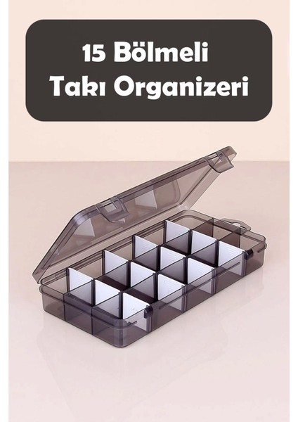 15 Bölmeli Takı Kutusu, Şeffaf Siyah, Takı Düzenleyici fiyatları