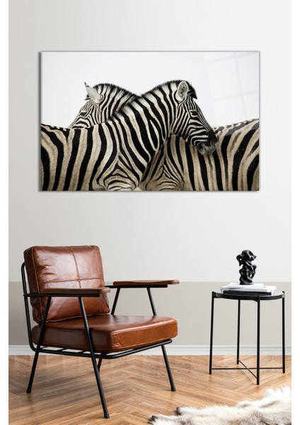 Yan Yana Zebralar Cam Tablo, Modern Ev ve Ofis Dekoru, Hediyelik Duvar Dekorasyonu, Kırılmaz Cam fiyatları