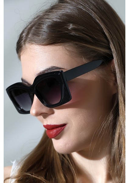 Kadın Dikdörtgen Siyah UV400 Güneş Gözlüğü WJ23-4 C2 modelleri