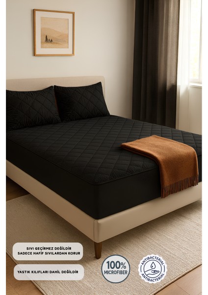 Adelya Siyah Kapitone Yatak Koruyucu Alez