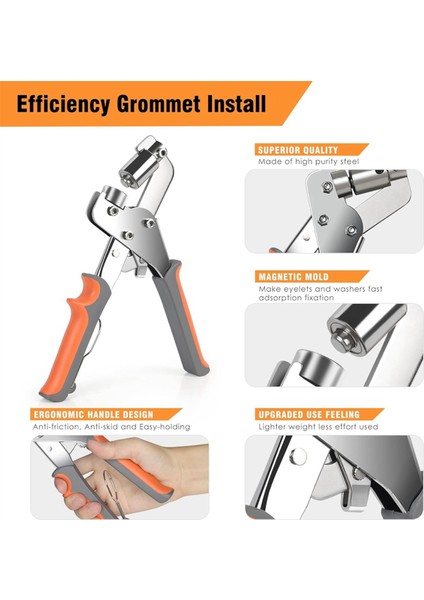 Grommet Alet Takımı, 3/8 Inç Gözlü Pense Aleti (10MM) Delik Delme Aleti ile (Yurt Dışından) modelleri