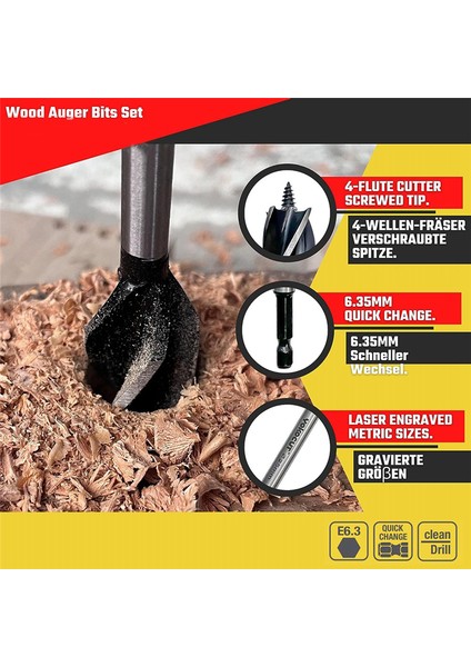 Ahşap Için 8 Parçalı Matkap Ucu, Yumuşak ve Sert Ahşap Için 4 Kanallı Matkap Ucu (Yurt Dışından) fırsatları