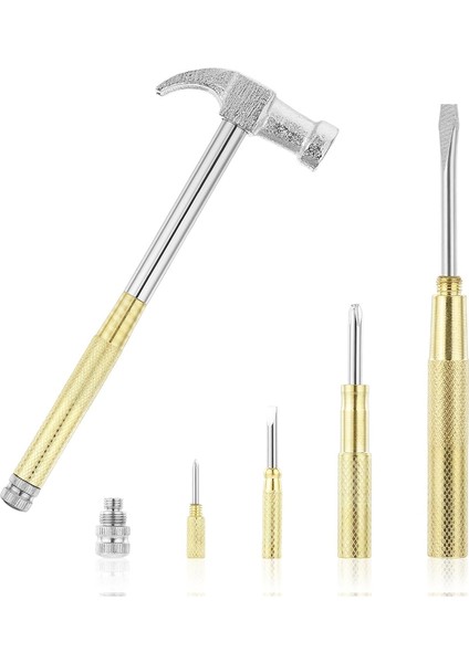 Mini Hammer 6'sı 1 Arada Küçük Çekiç Pirinç Çekiç Tornavida (Yurt Dışından)