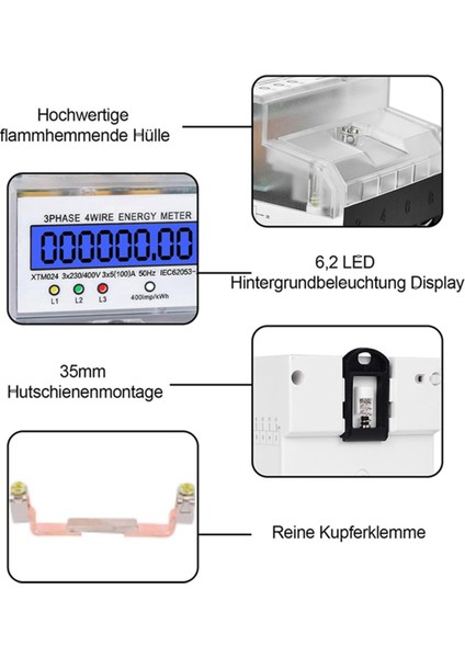Fazlı Güç Ölçer DTM024 Dijital LCD Ekranlı Enerji Ölçer 220/380V (Yurt Dışından) fiyatları