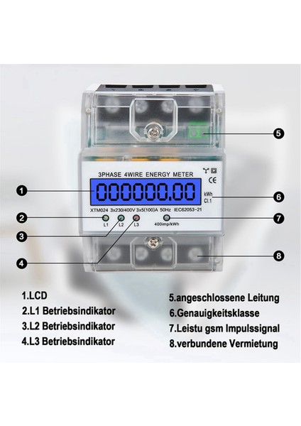Fazlı Güç Ölçer DTM024 Dijital LCD Ekranlı Enerji Ölçer 220/380V (Yurt Dışından) modelleri