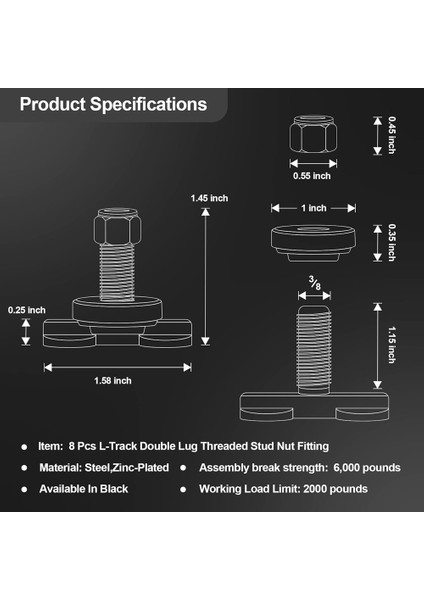 8 Adet L-Track Çift Pabuçlu Dişli Saplama Somunu (Yurt Dışından) fırsatları