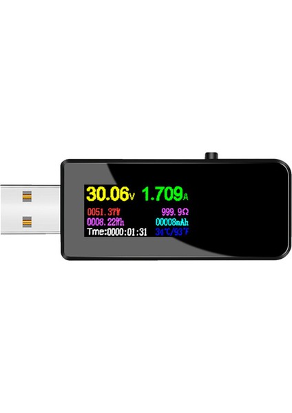 USB Test Cihazı Dc Dijital Voltmetre Ampermetre Dedektörü Siyah (Yurt Dışından)
