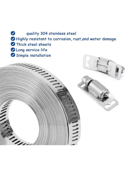 Hortum Kelepçeleri 20FT Metal Kayış + 20 Bağlantı Elemanı Kendin Yap Kesilebilir Bant Kelepçeleri (Yurt Dışından) fiyatları