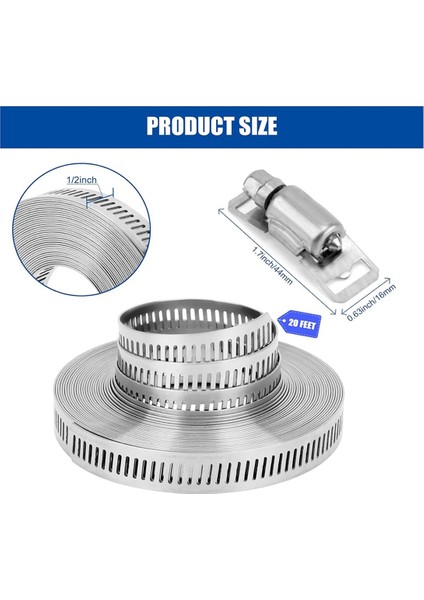 Hortum Kelepçeleri 20FT Metal Kayış + 20 Bağlantı Elemanı Kendin Yap Kesilebilir Bant Kelepçeleri (Yurt Dışından) modelleri