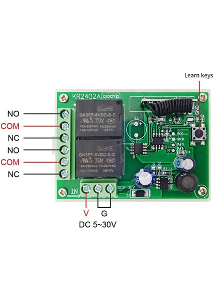 433MHZ Uzaktan Kumanda Anahtarı Kablosuz Röle 2ch Modülü (Yurt Dışından) modelleri