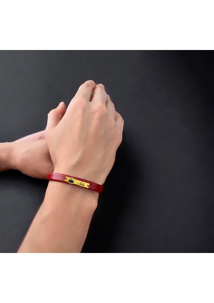 Altın Plakalı 14 Ayar Seda Ismine Özel Taç Motifli Doğal Bordo Derili Hediye BILEKLIK-567ISIM