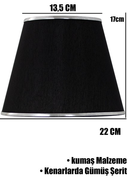 Siyah Gümüş Şeritli Ikili Modern Abajur Şapkası fiyatları